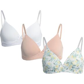 Rene Rofe Girls' Training Bra - 3 Pack Padded Wire-Free A-Cup Girls Sports Bra Cami - Breathable Training Bras for Girls
