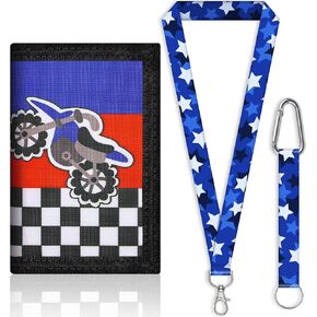 Kids Wallet for Boys and Girls 4-16 with Lanyard and Key Chain Holder, Trifold Camo and Cute Wallets for Kids,with Coin and Card Pockets, Novelty Birthday Gifts for Childrens(Blue Sky)
