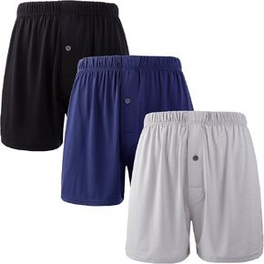 BAMBOO COOL Men's Boxer Shorts Underwear Breathable Stretchy Cooling Boxers with Button Fly 3 or 5 Pack