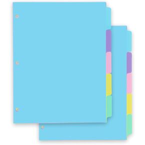 8-tabs 6 Set Binder Dividers with Tabs,Plastic Index with Label,Colorful Dividers for 3 Ring Binder (48)