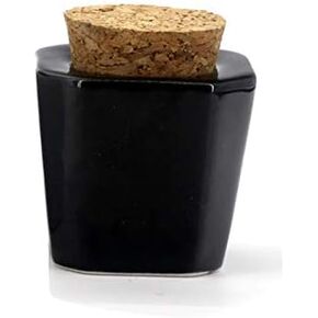 1 Pcs Porcelain Nail Art Dappen Dish,Mini Nail Art Acrylic Liquid Powder Dappen Dish with Anti-evaporation Wooden Cork Top Monomer Dish Glitter Powder Container Holder (Black)