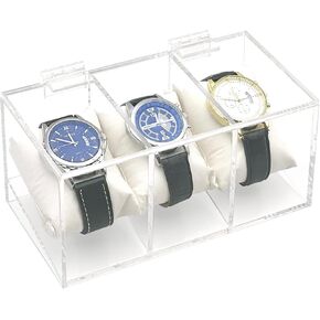 Watch Box Organizer, 6 Slot Watch Display Case with Clear Acrylic, Removable Watch Pillows, Watch Storage for Men Women