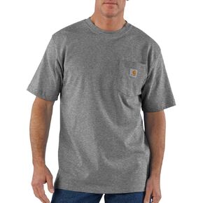 Carhartt Men's Big & Tall Loose Fit Heavyweight Short-Sleeve Pocket T-Shirt, Fire Red Heather