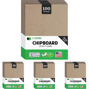 Chipboard Sheets 8.5 x 11 Inches - 22pt 100pcs Brown Kraft Paper Sheets for Crafts - Eco-Friendly Chip Board for Book Binding, Picture Frame Backing Great Alternative to MDF Board