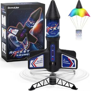 Rocket Launcher for Kids, Automatic Launch 200 Feet Air Rocket Toy for Boy 10 Years Old Motorized Air Rocket with Safety Parachute and LED, Outdoor Rocket Kits Toys Gifts for Kids Age 8 9 10 11 12