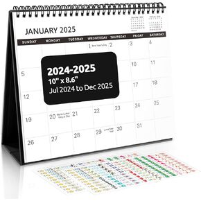 تقويم مكتب SKYDUE 2024-2025، من يناير 2024 إلى يونيو 2025، 10 بوصة × 8.5 بوصة، تقويم مكتب صغير قابل للطي لمدة 18 شهرًا مع قائمة المهام والملاحظات للمكتب والمدرسة