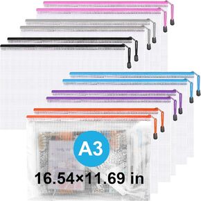 Mesh Zipper Pouch,Waterproof Zipper Bags,18pcs Document Folders,for Puzzle Board Game Storage,for School Office Supplies.