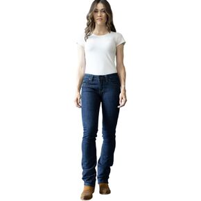 Kimes Ranch Women's Betty Western Style Bootcut Mid-Rise Straight Fit Durable Shape-Saving Dark Blue Riding Jeans, 10-36