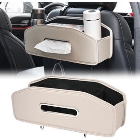 JEYODA Car Seat Back Organizer with 2 Drink Cup Holder,Car Tissue Holder and Storage Box Hook, 3 in 1 Multifunctional Storage for Food Drink Phone, Travel Accessories (Orange)