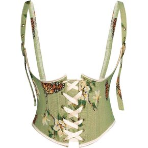 Scarlet Darkness Corset Belt for Women Floral Lace Up Boned Underbust Corset Waist Belts