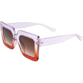 Dream Gold - Oversized Square Fashion Frame Sunglasses for Women in Brown & Black