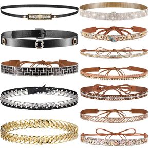 Lyrow 12Pcs Hat Bands for Cowboy Hat Leather Turquoise Beaded Hat Bands Ethnic Western Rural Hat Belts for Women Men Cowgirl