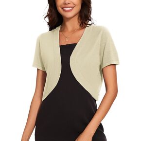 Women's Bolero Shrug Short Sleeve Lightweight Open Front Cropped Cardigan Knit Sweater