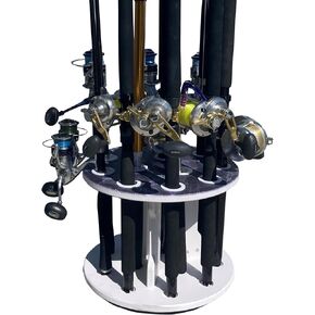 Reel Salty Round Fishing Spinning Rod Holder - Fishing Rod Rack Holds 12 Saltwater or Freshwater Rod/Reel Combos - Marine Grade Composite Material is 100% Waterproof