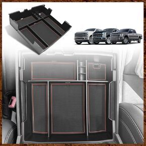 Center Console Organizer Compatible with 2023 2024 Ford F250 F350 F450 Super Duty Accessories Custom Fit Storage Insert Box Divider(Fit with OEM Tray) (Black)