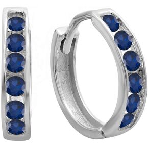 Dazzlingrock Collection Round Blue Sapphire Ladies Mens Unisex Huggie Hoop Earrings