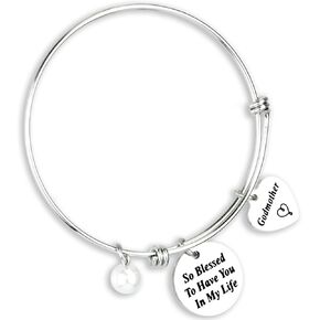 Godmother Bracelet So Blessed to Have You in My Life Godmom Jewelry Baptism Thank You Gift for Beloved Godmother from Godson Goddaughter Religious Jewelry for Godmother