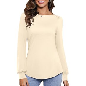 Kistore Womens Tops Long Sleeve Shirts Business Casual Tops Boat Neck Work Blouse Fall 2024