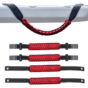 BESTAOO 4 Pack Roll Bar Grab Handles Front and Rear Paracord Grip Handles Compatible with 2024 Jeep Wrangler JL & Gladiator JT 4XE Accessories (Front+Rear) (Yellow)