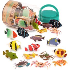Terra by Battat – 60 Pcs Marine World – Realistic Ocean Animals Toys – Plastic Sea Animal Figurines & Accessories – Shark, Whale, Dolphin & More for Kids and Toddlers 3+