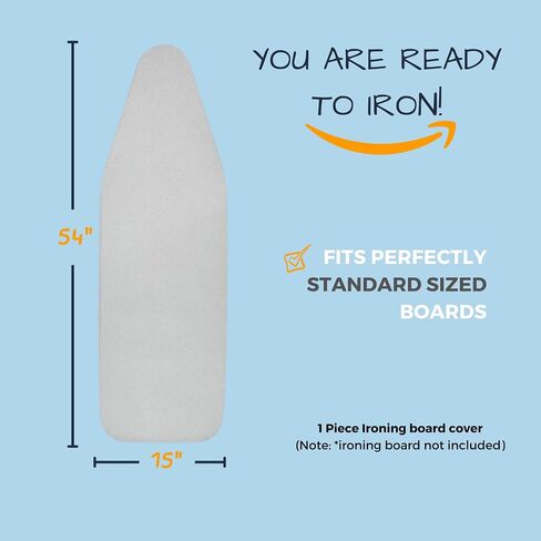 Ironing Board Cover and Pad with Standart Size Adjustable Elastic Edge Fit, Extra Thick Padding, Heat Reflective, Non Stick Scorch and Stain Resistant, (Silver) in Kuwait