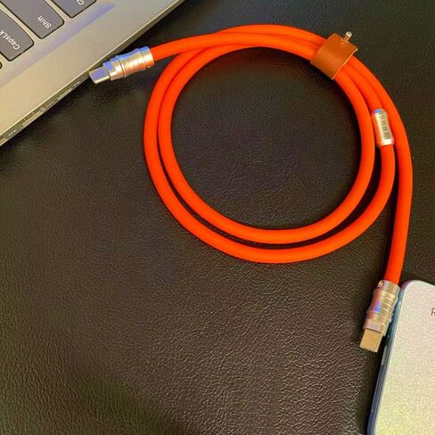 WLGQ Geek النمط الصناعي مصنوع يدويًا مخصص USB C إلى C PD100W مادة سيليكون صديقة للبشرة كابل شحن سريع غلاف معدني USB-C للكمبيوتر المحمول والكمبيوتر اللوحي والهاتف كابل شحن عالمي (أصفر ليموني -0.5 متر) in Saudi Arabia