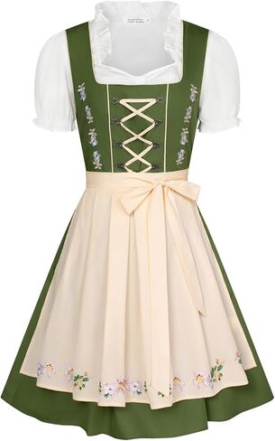 JASAMBAC Women's German Dirndl Dress Costumes 3 Pieces for Oktoberfest Carnival in Kuwait