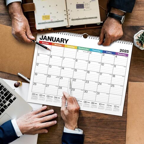 Dunwell Large Wall Calendar 2024-2025 - (Colorful) 12x15 Wall Calendar, Use Now to December 2025, Big 15 x 12 Hanging Calendar or Monthly Calendar for Desk, 2024-25 Academic Calendar in Saudi Arabia