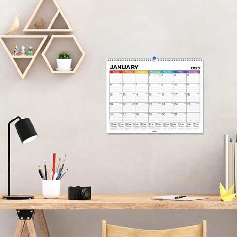 Dunwell Large Wall Calendar 2024-2025 - (Colorful) 12x15 Wall Calendar, Use Now to December 2025, Big 15 x 12 Hanging Calendar or Monthly Calendar for Desk, 2024-25 Academic Calendar in Saudi Arabia