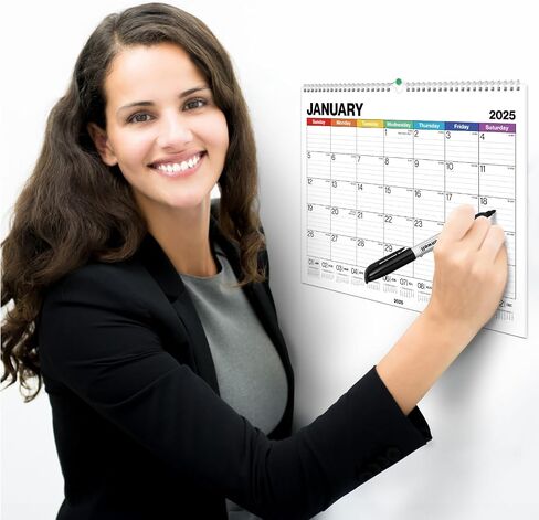 Dunwell Large Wall Calendar 2024-2025 - (Colorful) 12x15 Wall Calendar, Use Now to December 2025, Big 15 x 12 Hanging Calendar or Monthly Calendar for Desk, 2024-25 Academic Calendar in Saudi Arabia