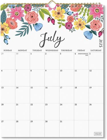 S&O Vertical Floral Wall Calendar from July 2024-December 2025 - Tear-Off Monthly Calendar - 18 Month Academic Wall Calendar - Hanging Calendar to Track Anniversaries & Appointments - 13.5"x10.5"in in Saudi Arabia