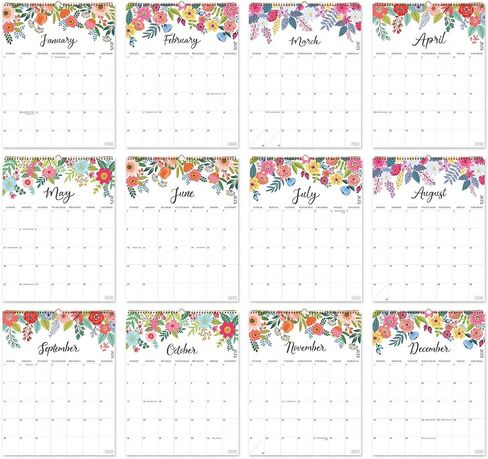 S&O Vertical Floral Wall Calendar from July 2024-December 2025 - Tear-Off Monthly Calendar - 18 Month Academic Wall Calendar - Hanging Calendar to Track Anniversaries & Appointments - 13.5"x10.5"in in Saudi Arabia
