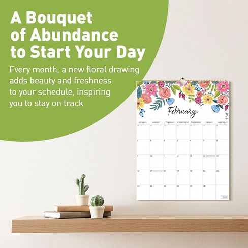 S&O Vertical Floral Wall Calendar from July 2024-December 2025 - Tear-Off Monthly Calendar - 18 Month Academic Wall Calendar - Hanging Calendar to Track Anniversaries & Appointments - 13.5"x10.5"in in Saudi Arabia