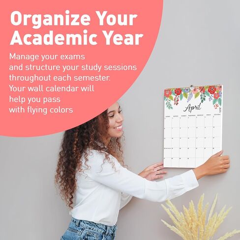 S&O Vertical Floral Wall Calendar from July 2024-December 2025 - Tear-Off Monthly Calendar - 18 Month Academic Wall Calendar - Hanging Calendar to Track Anniversaries & Appointments - 13.5"x10.5"in in Saudi Arabia