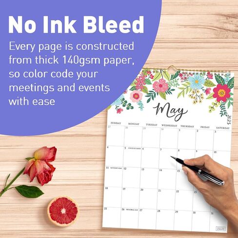 S&O Vertical Floral Wall Calendar from July 2024-December 2025 - Tear-Off Monthly Calendar - 18 Month Academic Wall Calendar - Hanging Calendar to Track Anniversaries & Appointments - 13.5"x10.5"in in Saudi Arabia