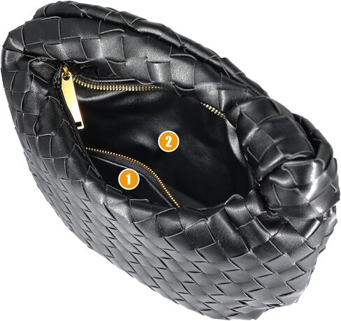 Woven Handbag, Knotted Clutch Bag For Women Soft Leather Hobo bag Fashion Mini Clutch Purse with Zipper Closure Shoulder Bags in Saudi Arabia