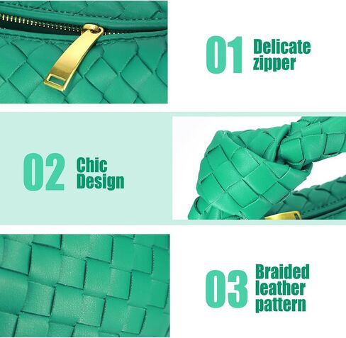 Woven Handbag, Knotted Clutch Bag For Women Soft Leather Hobo bag Fashion Mini Clutch Purse with Zipper Closure Shoulder Bags in Saudi Arabia