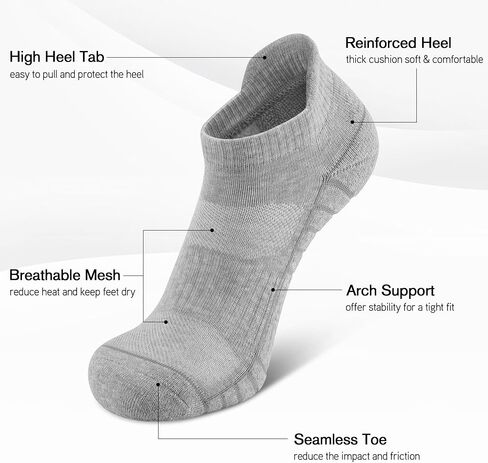6 Pack Men's Ankle Socks Athletic Socks with Cushion Low Cut Socks Sports Socks for Women Men 6-9/9-12/12-14 in Saudi Arabia
