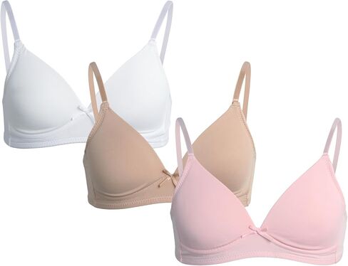 Rene Rofe Girls' Training Bra - 3 Pack Padded Wire-Free A-Cup Girls Sports Bra Cami - Breathable Training Bras for Girls in Saudi Arabia