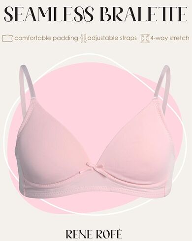 Rene Rofe Girls' Training Bra - 3 Pack Padded Wire-Free A-Cup Girls Sports Bra Cami - Breathable Training Bras for Girls in Saudi Arabia