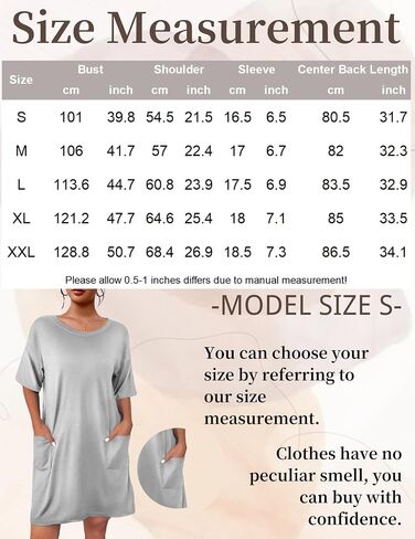 Ekouaer Sleep Shirts for Women Nightgown Short Sleeves T shirt Night Dress Round Neck Womans Nightgown with Pocket S-XXL in Saudi Arabia