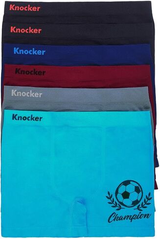 Knocker Nylon Stretchable Compression Boxer Brief 6-Pcs Set, Assorted Colors (One Size, Heathered Strips) in Kuwait