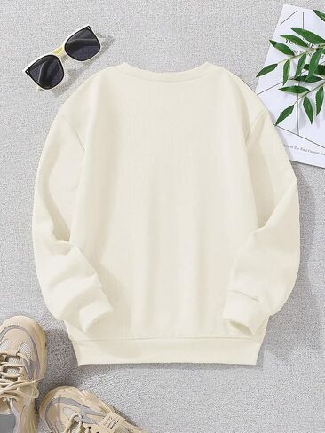 Girl's Cartoon Graphic Long Sleeve Crewneck Sweatshirts Drop Shoulder Cute Pullover Tops T Shirt in Saudi Arabia