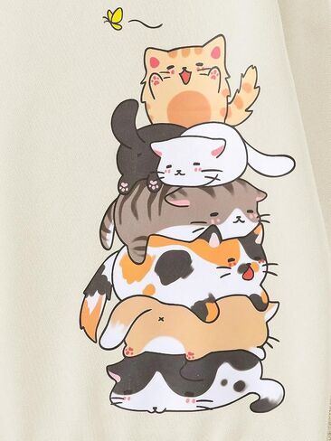 Girl's Cartoon Graphic Long Sleeve Crewneck Sweatshirts Drop Shoulder Cute Pullover Tops T Shirt in Saudi Arabia