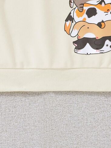Girl's Cartoon Graphic Long Sleeve Crewneck Sweatshirts Drop Shoulder Cute Pullover Tops T Shirt in Saudi Arabia