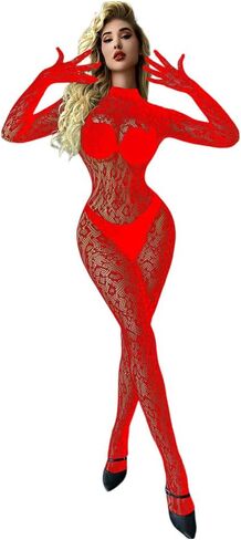 Women Fishnet Bodystocking Lingerie Sexy Footless Stockings Sleeveless Lace Bodysuit Halterneck One Piece Pantyhose in Saudi Arabia