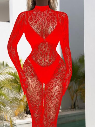 Women Fishnet Bodystocking Lingerie Sexy Footless Stockings Sleeveless Lace Bodysuit Halterneck One Piece Pantyhose in Saudi Arabia