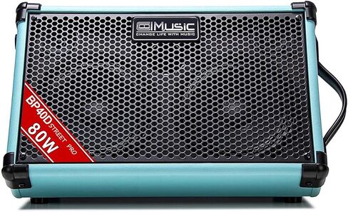 مضخم جيتار صوتي يعمل بالطاقة Coolmusic BP40D - مكبر صوت بلوتوث محمول 80 وات مع بطارية مع تأثير تأخير جوقة ريفيرب، 6 مدخلات، 3 نطاقات EQ، أسود in Kuwait