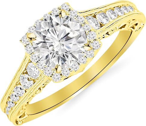 1.25 Carat Designer Halo Channel Set Round Diamond Engagement Ring with Milgrain 14K White Gold with a 0.5 Carat I-J I2 Round Brilliant Cut/Shape Center in Saudi Arabia