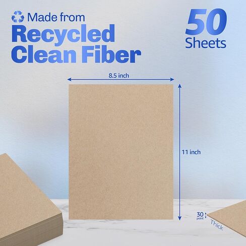 ألواح خشب مضغوط مقاس 8.5 × 11 بوصة - 22pt 100 قطعة من أوراق ورق كرافت بنية للحرف اليدوية - لوح شرائح صديق للبيئة لتجليد الكتب، إطار الصورة الداعم بديل رائع للوحة MDF in Kuwait